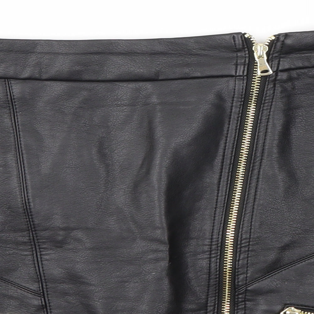 River Island Womens Black  Polyurethane Mini Skirt Size 12