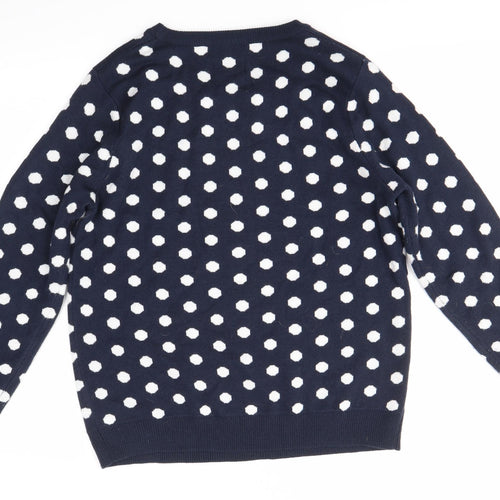 George Womens Blue Round Neck Polka Dot Acrylic Pullover Jumper Size 12   - Christmas