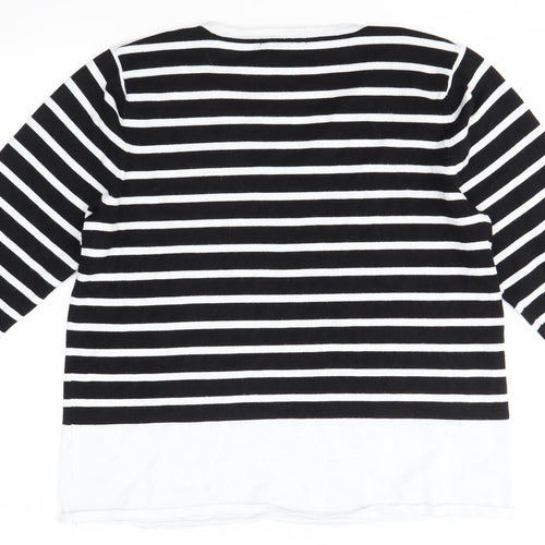 Cable & Gauge Womens Multicoloured Round Neck Striped Viscose Pullover Jumper Size XL