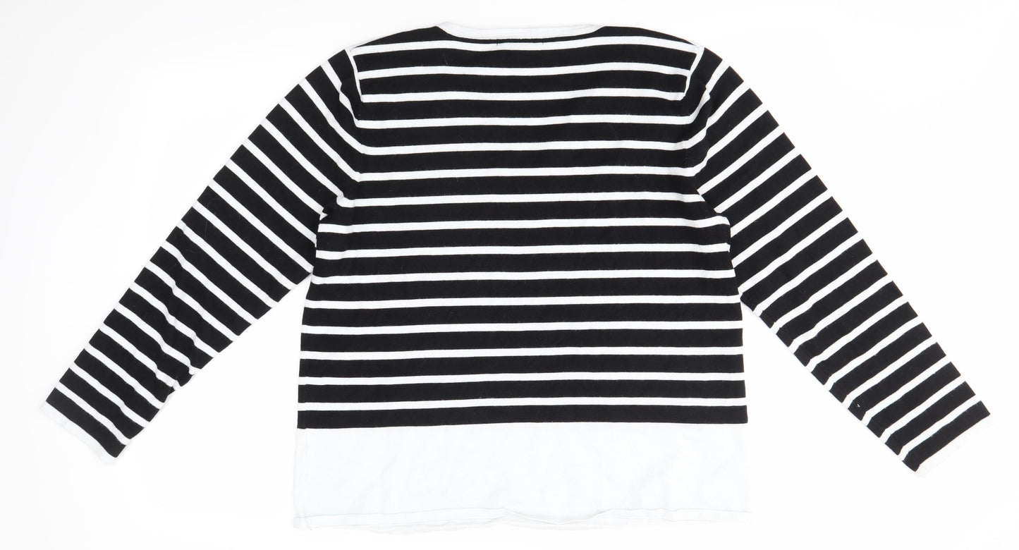 Cable & Gauge Womens Multicoloured Round Neck Striped Viscose Pullover Jumper Size XL