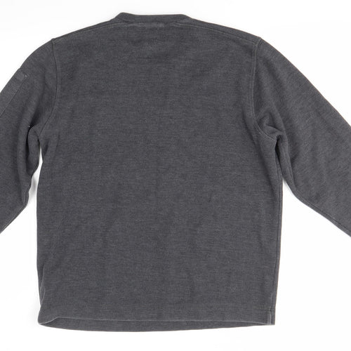 te Mens Grey V-Neck  Polyester Pullover Jumper Size M