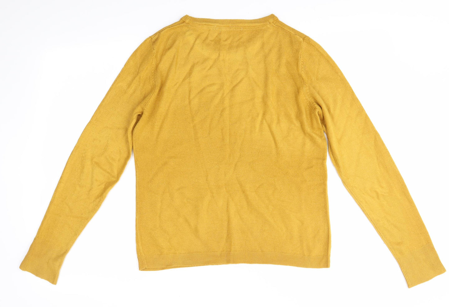 Preworn Womens Yellow Round Neck  Acrylic Pullover Jumper Size M