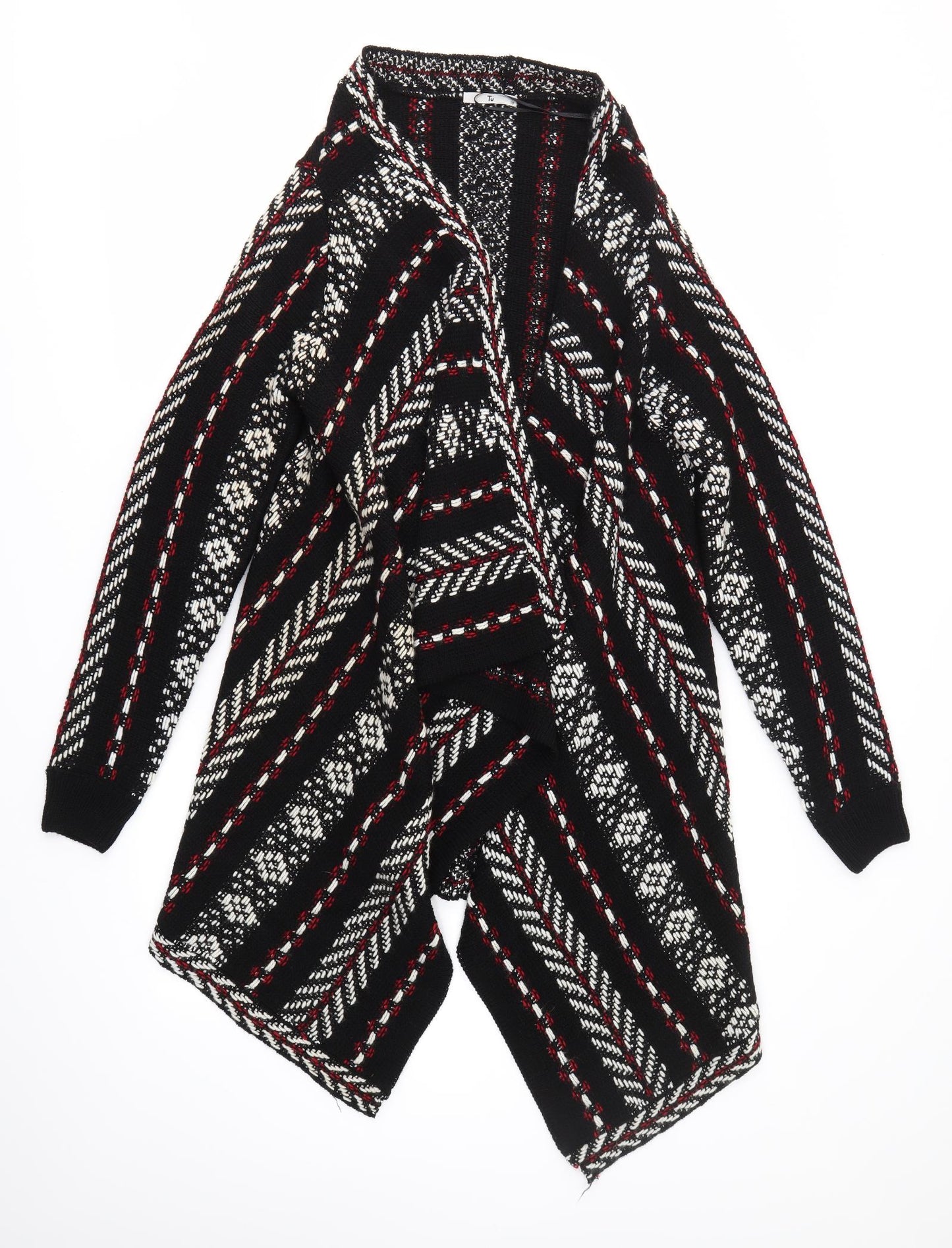 TU Womens Multicoloured V-Neck  Acrylic Cardigan Jumper Size 10
