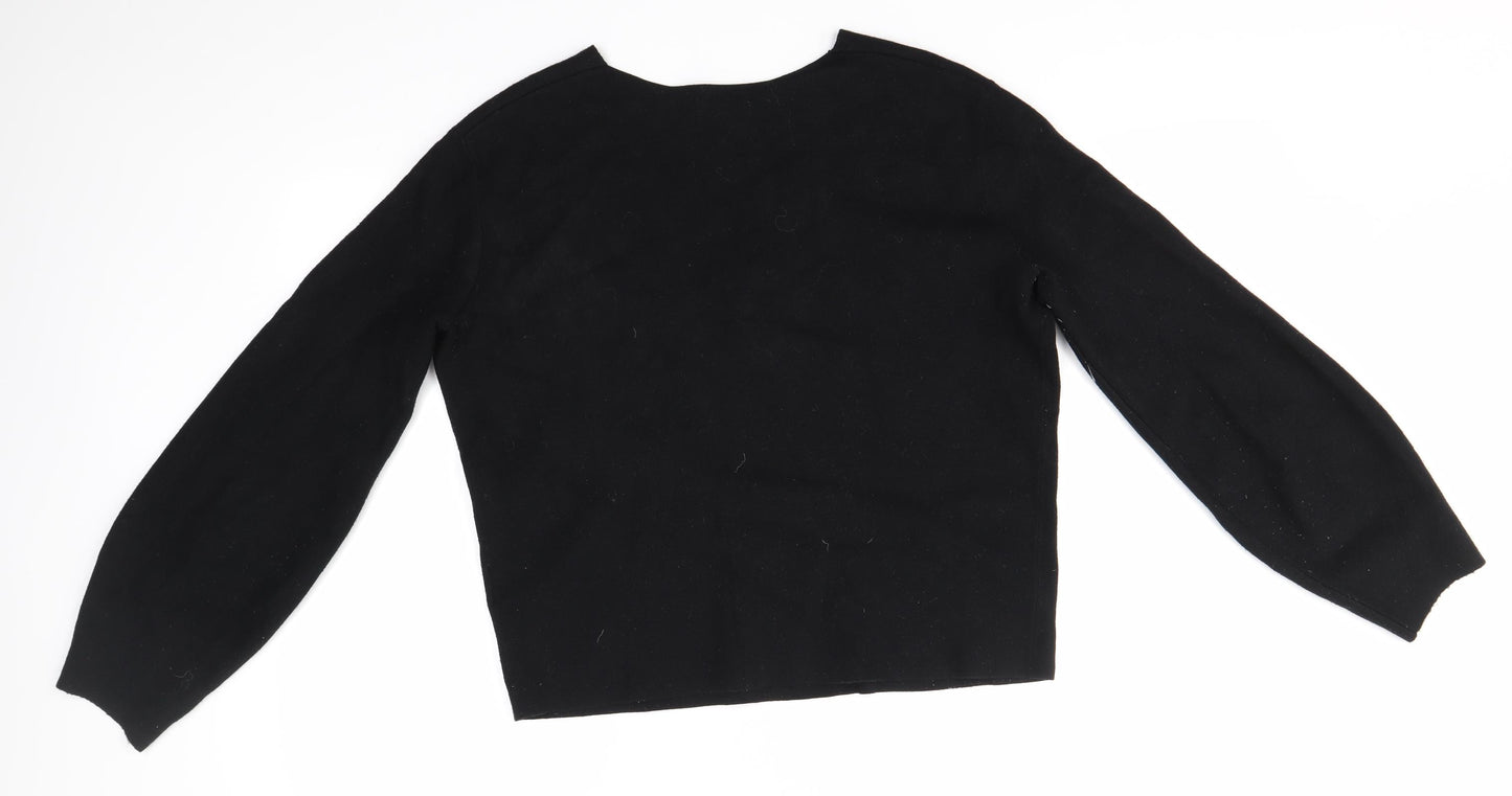H&M Womens Black V-Neck  Viscose Pullover Jumper Size S