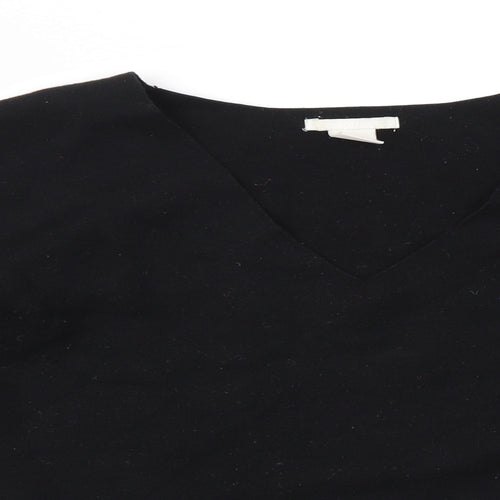 H&M Womens Black V-Neck  Viscose Pullover Jumper Size S