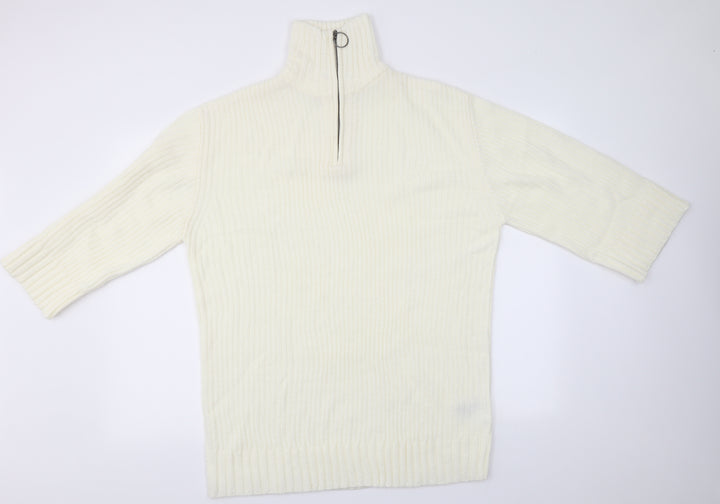 H&M Mens Ivory High Neck Acrylic Pullover Jumper Size S
