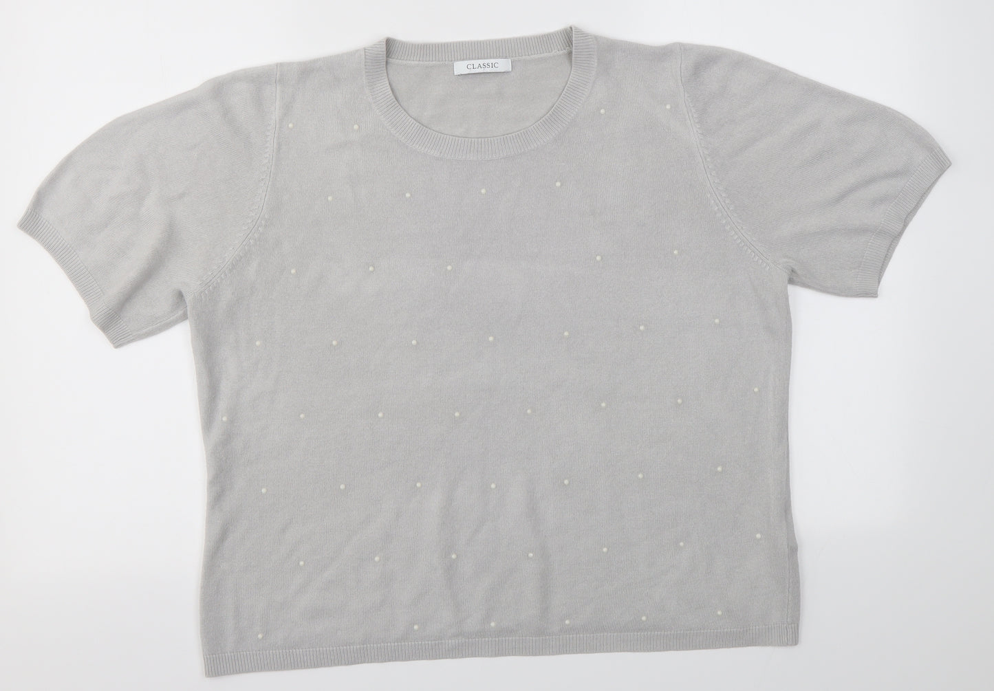 M&S Womens Grey Round Neck  Acrylic Pullover Jumper Size 16