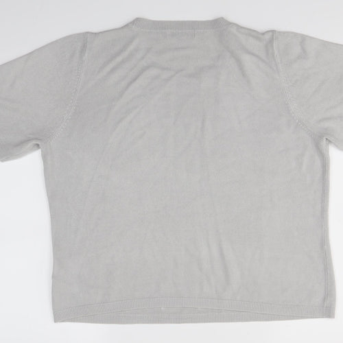 M&S Womens Grey Round Neck  Acrylic Pullover Jumper Size 16