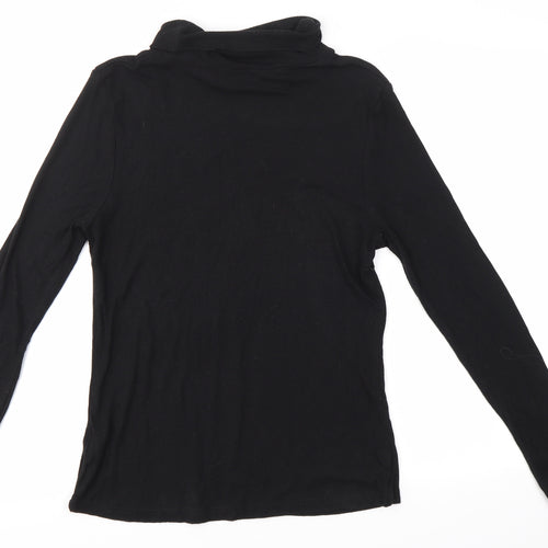Avenue Womens Black  Viscose Basic Blouse Size 10 Roll Neck