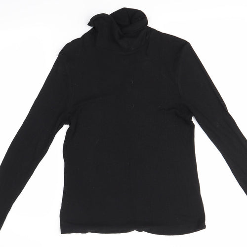 Avenue Womens Black  Viscose Basic Blouse Size 10 Roll Neck