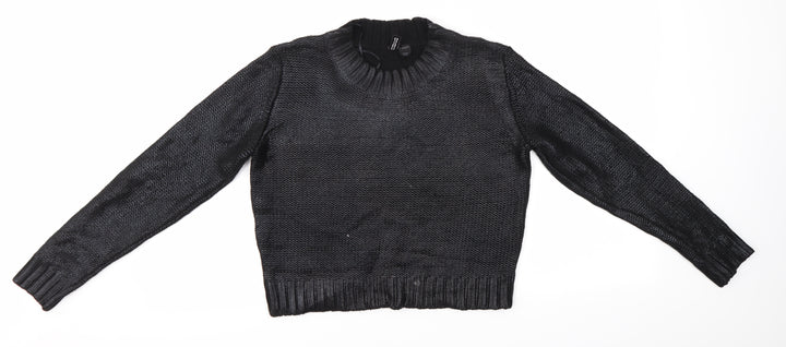 H&M Womens Black High Neck  Cotton Pullover Jumper Size 6