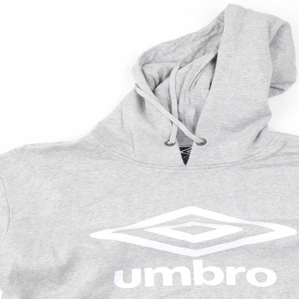 Umbro Mens Grey  Cotton Pullover Hoodie Size L