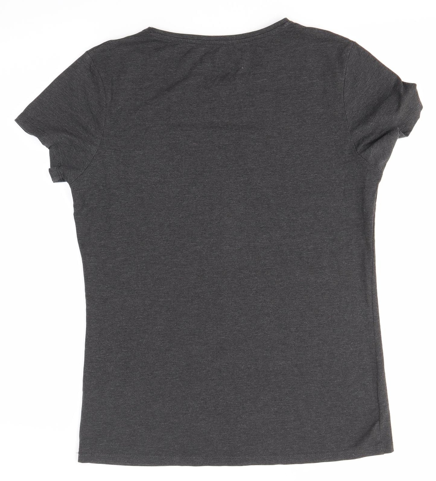 Primark Womens Grey  Cotton Basic T-Shirt Size 14 Round Neck