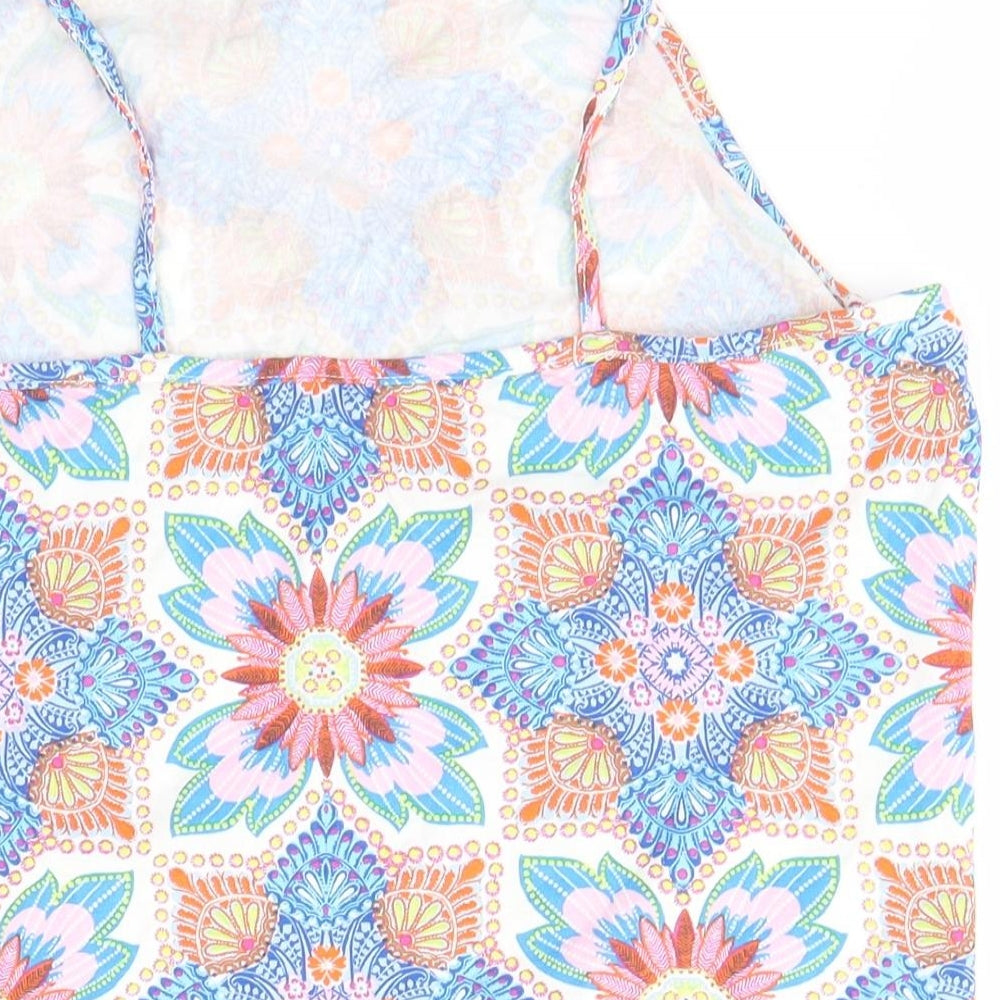 New Look Womens Multicoloured Floral Cotton Camisole Blouse Size 10 Square Neck