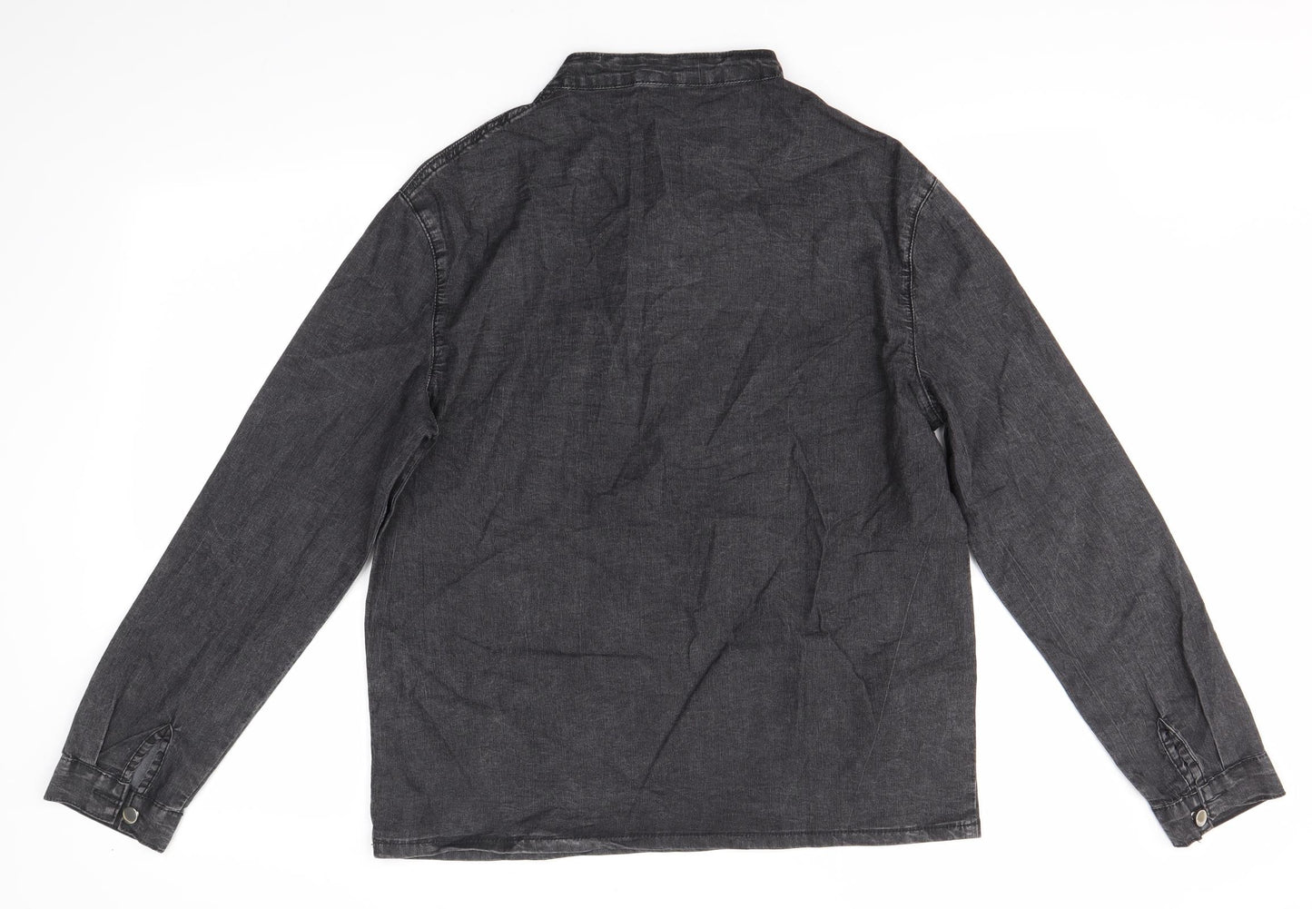 Preworn Mens Grey  Polyester  Button-Up Size S Round Neck