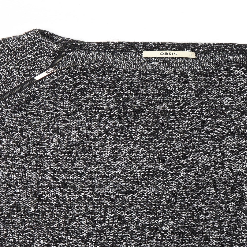 Oasis Womens Black Round Neck  Acrylic Pullover Jumper Size M