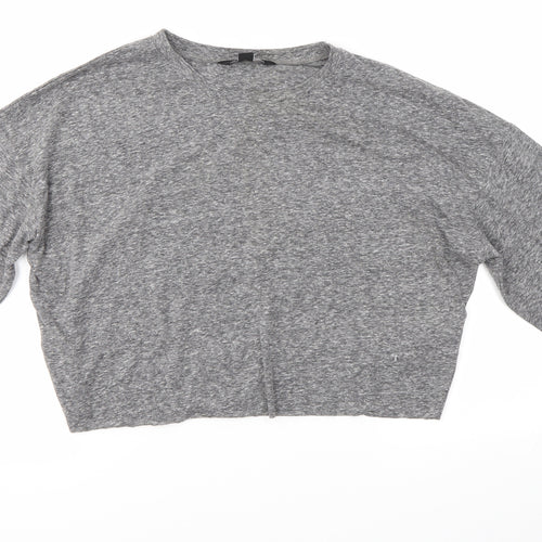 New Look Womens Grey  Polyester Basic Blouse Size 10 Round Neck
