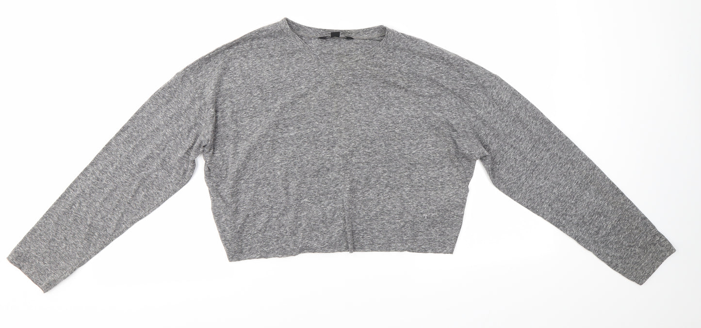 New Look Womens Grey  Polyester Basic Blouse Size 10 Round Neck