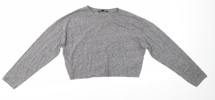 New Look Womens Grey  Polyester Basic Blouse Size 10 Round Neck