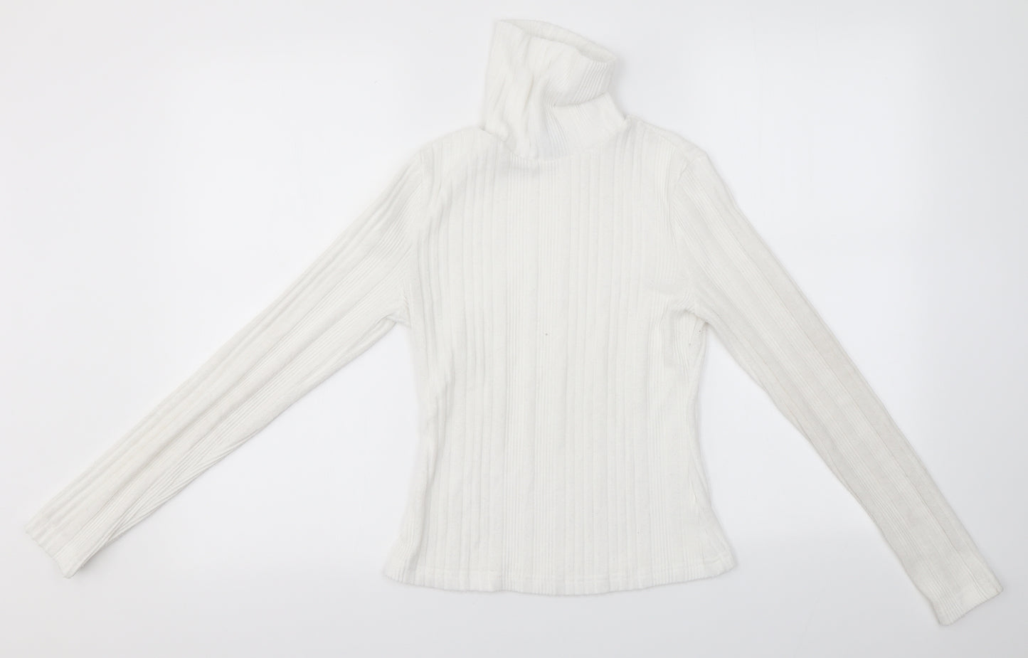 SheIn Womens White Roll Neck  Polyester Pullover Jumper Size M