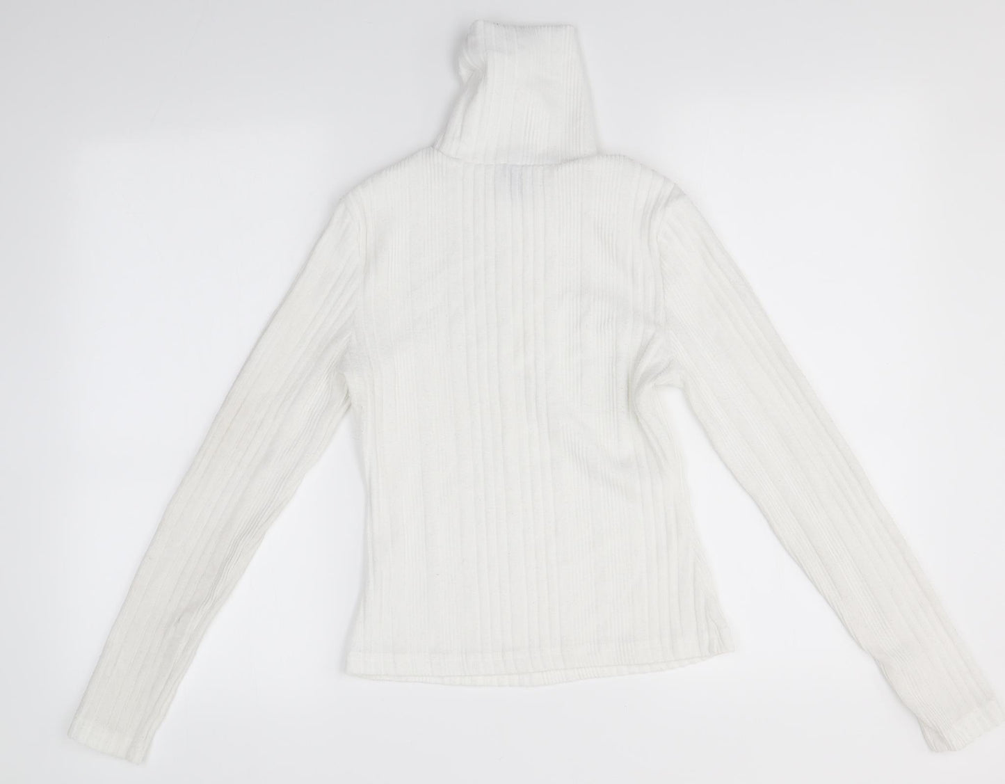 SheIn Womens White Roll Neck  Polyester Pullover Jumper Size M