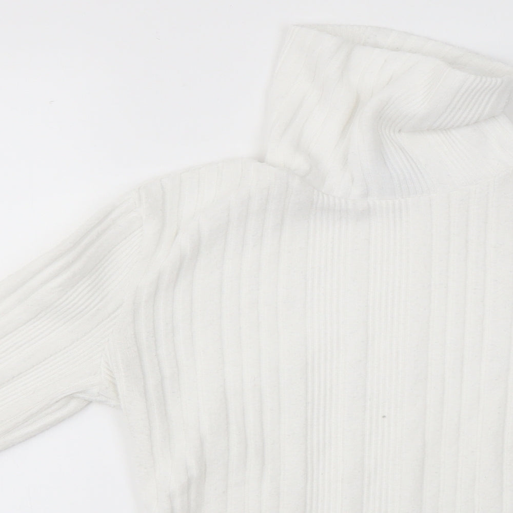 SheIn Womens White Roll Neck  Polyester Pullover Jumper Size M