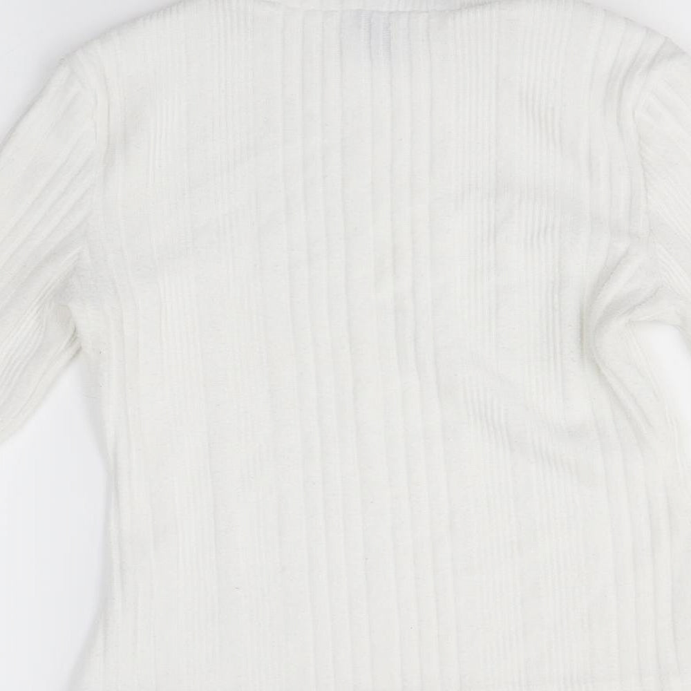 SheIn Womens White Roll Neck  Polyester Pullover Jumper Size M