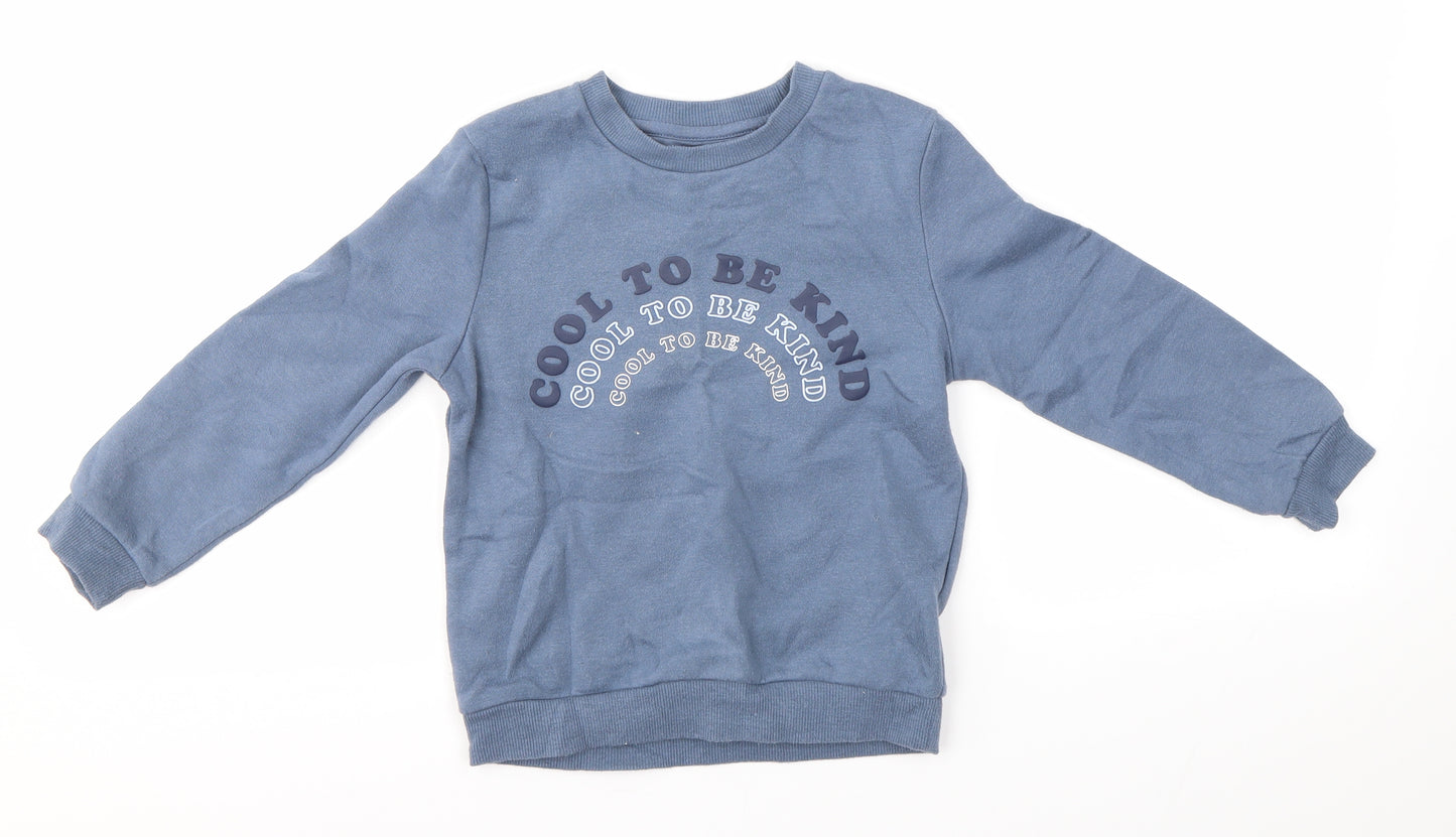 Primark Boys Blue Round Neck  Cotton Pullover Jumper Size 4-5 Years