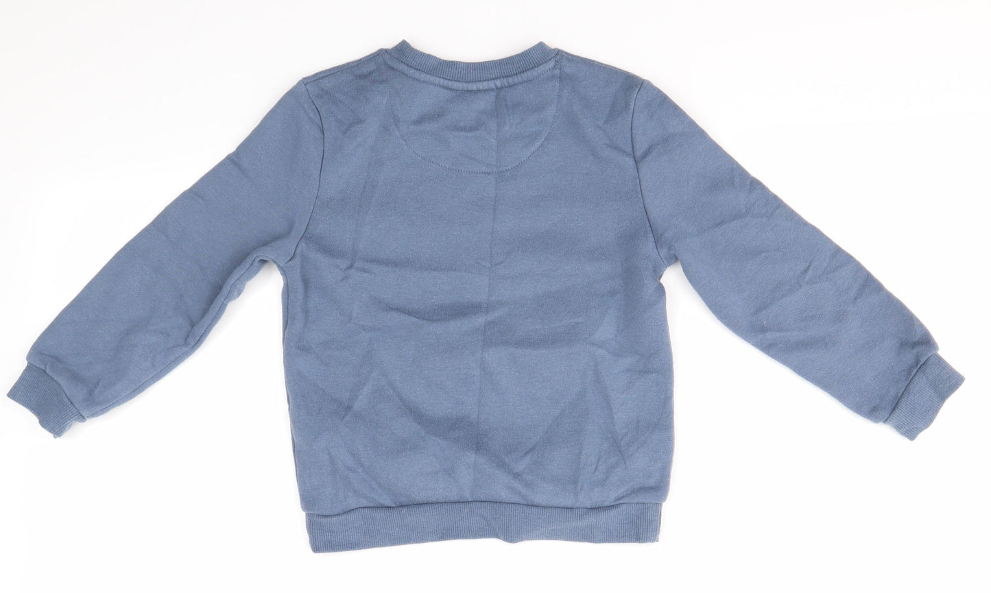 Primark Boys Blue Round Neck  Cotton Pullover Jumper Size 4-5 Years