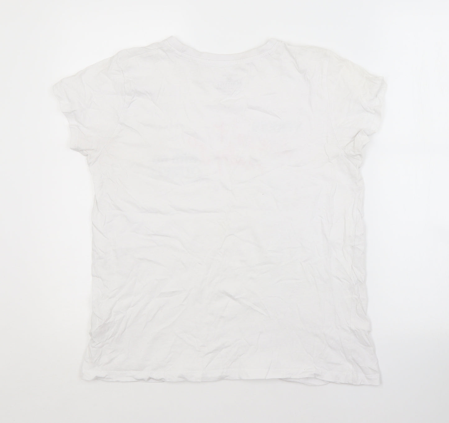 Primark Womens White  Cotton Basic T-Shirt Size 12 Crew Neck