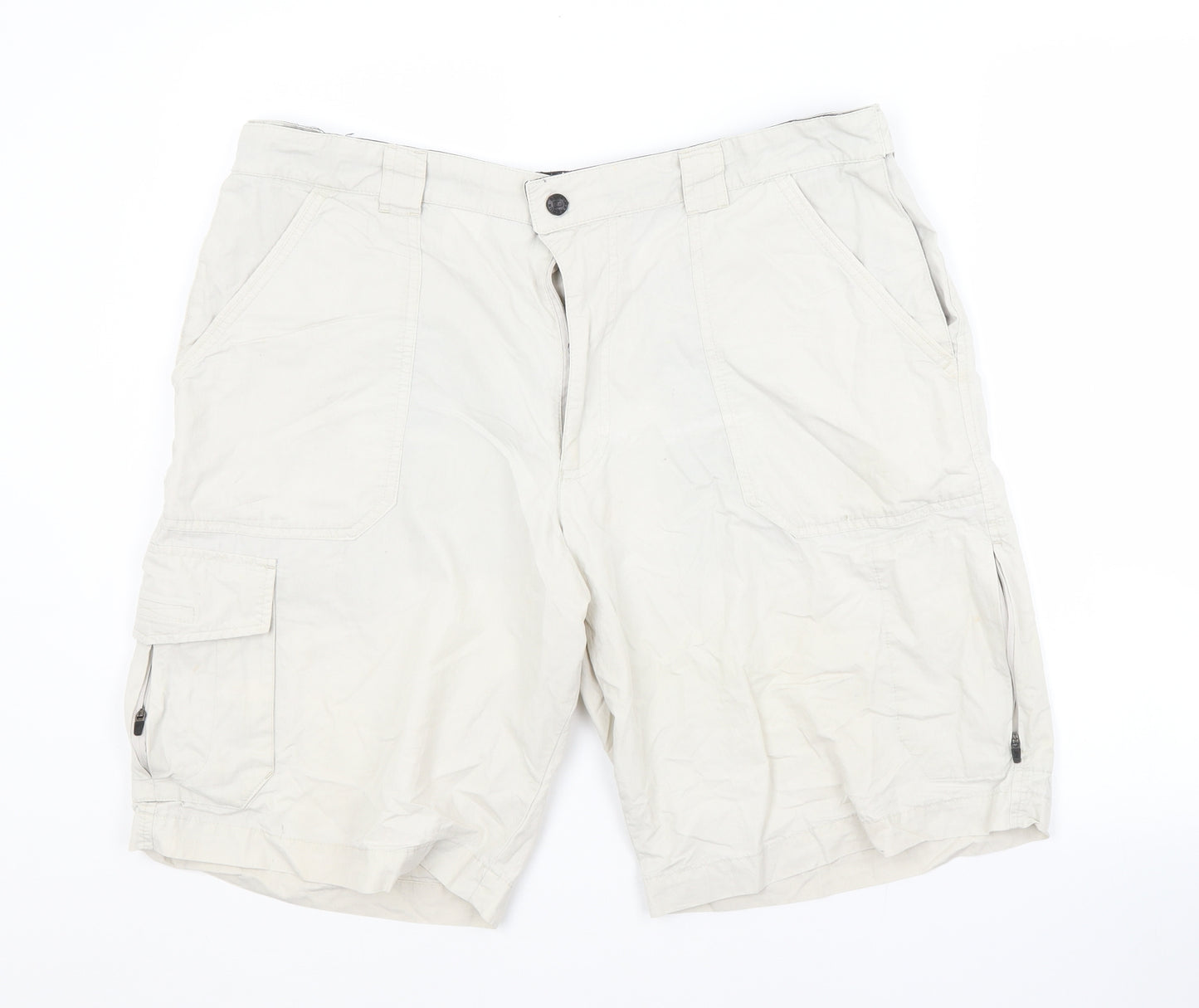 M&S Mens White  Cotton Cargo Shorts Size 38 in L10 in Regular
