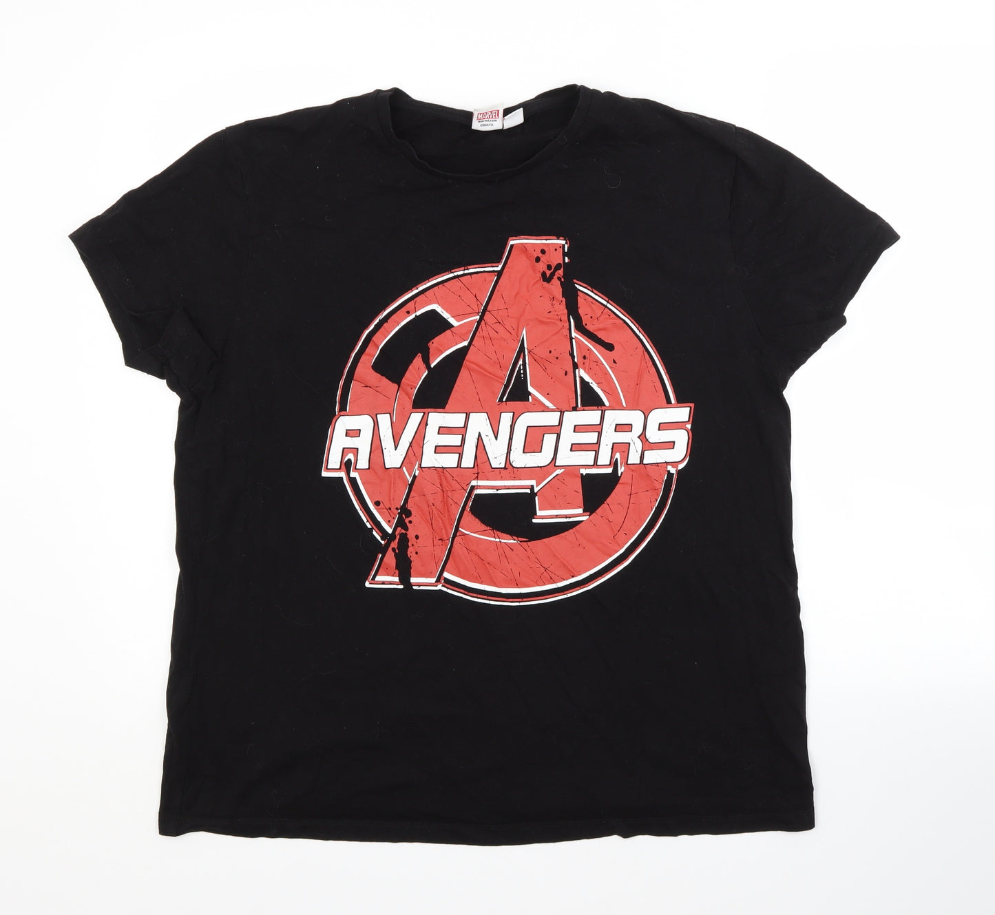 Preworn Womens Black   Basic T-Shirt Size XL Cowl Neck - AVENGERS