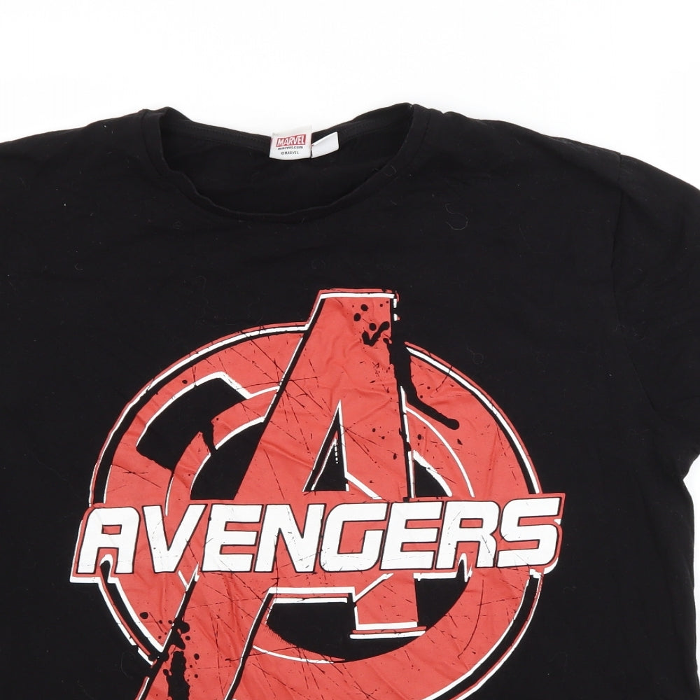Preworn Womens Black   Basic T-Shirt Size XL Cowl Neck - AVENGERS