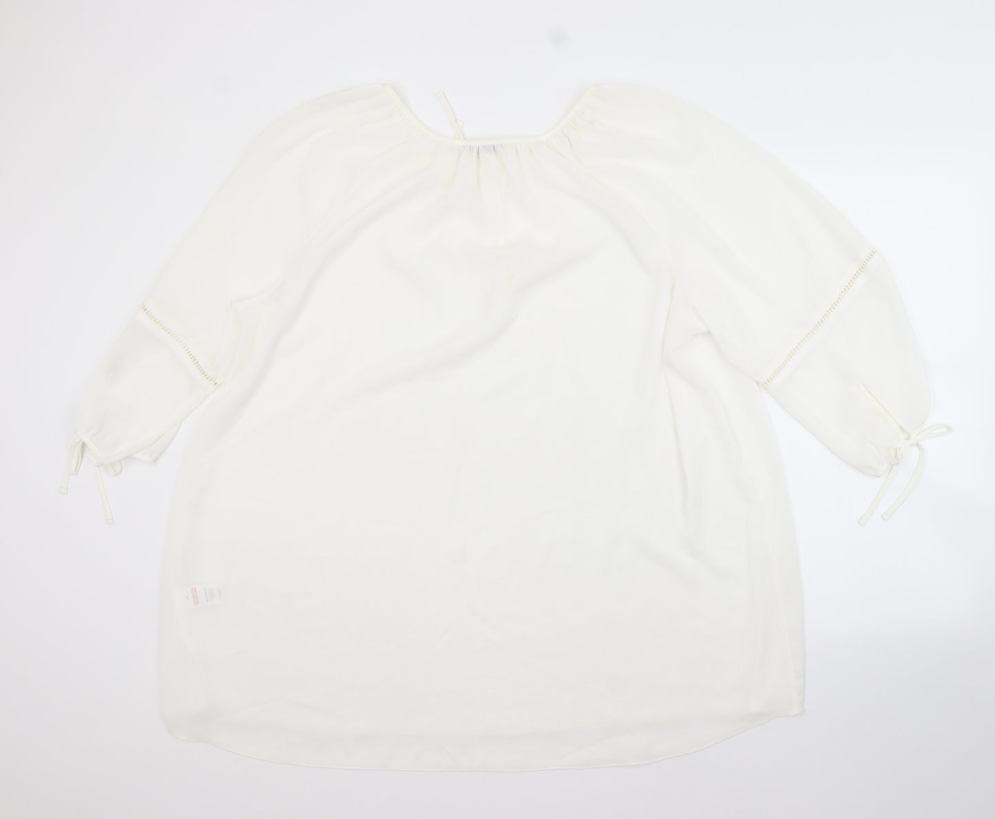 PAPAYA CURVE Womens White  Polyester Basic Blouse Size 24 Scoop Neck