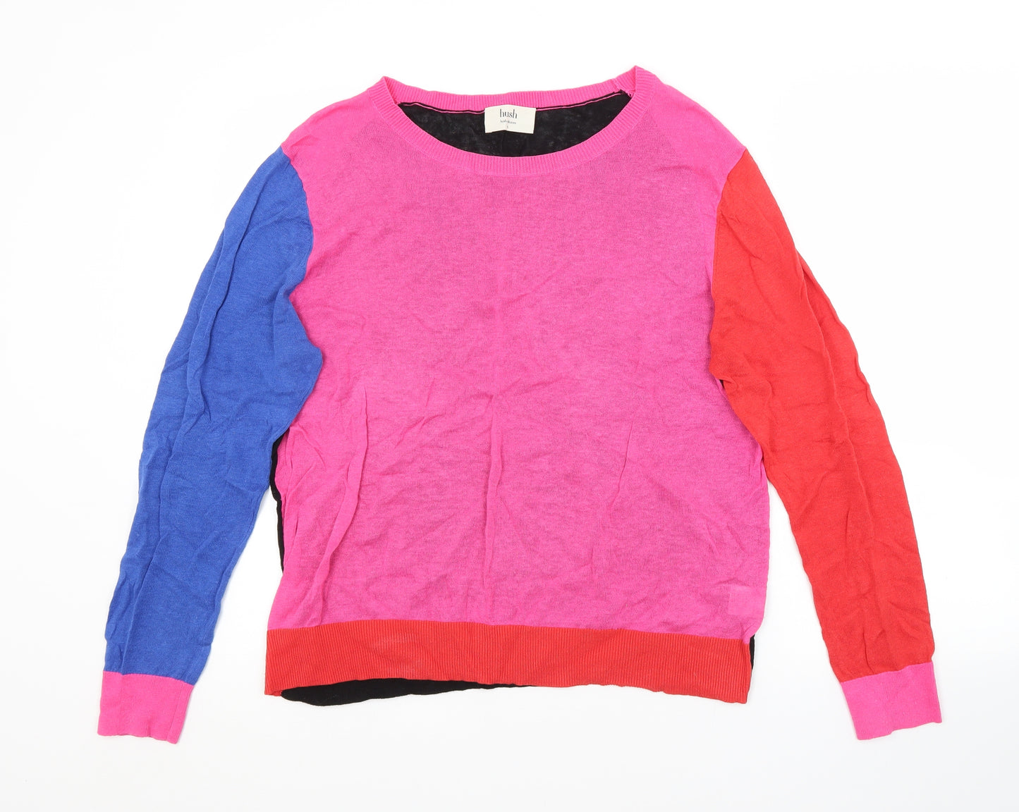 Hush Womens Multicoloured Crew Neck  Linen Pullover Jumper Size L