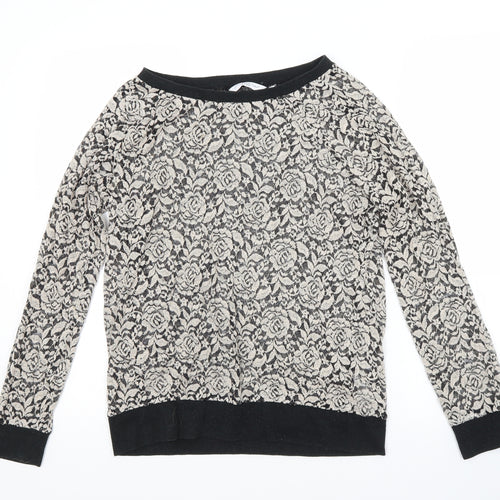 New Look Womens Multicoloured Boat Neck Floral Viscose Pullover Jumper Size 14