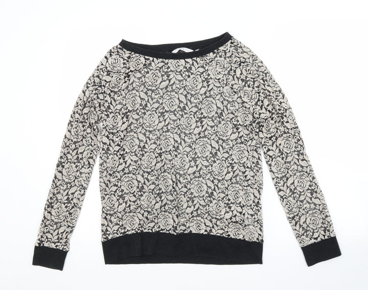 New Look Womens Multicoloured Boat Neck Floral Viscose Pullover Jumper Size 14