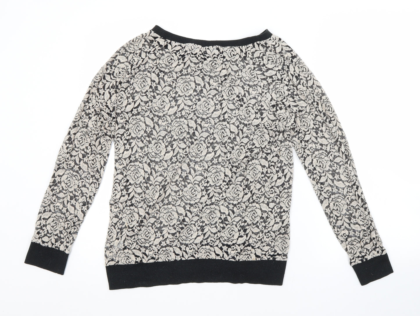 New Look Womens Multicoloured Boat Neck Floral Viscose Pullover Jumper Size 14