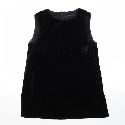 M&S Womens Black  Viscose Basic Blouse Size 12 Scoop Neck
