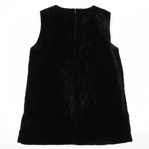 M&S Womens Black  Viscose Basic Blouse Size 12 Scoop Neck