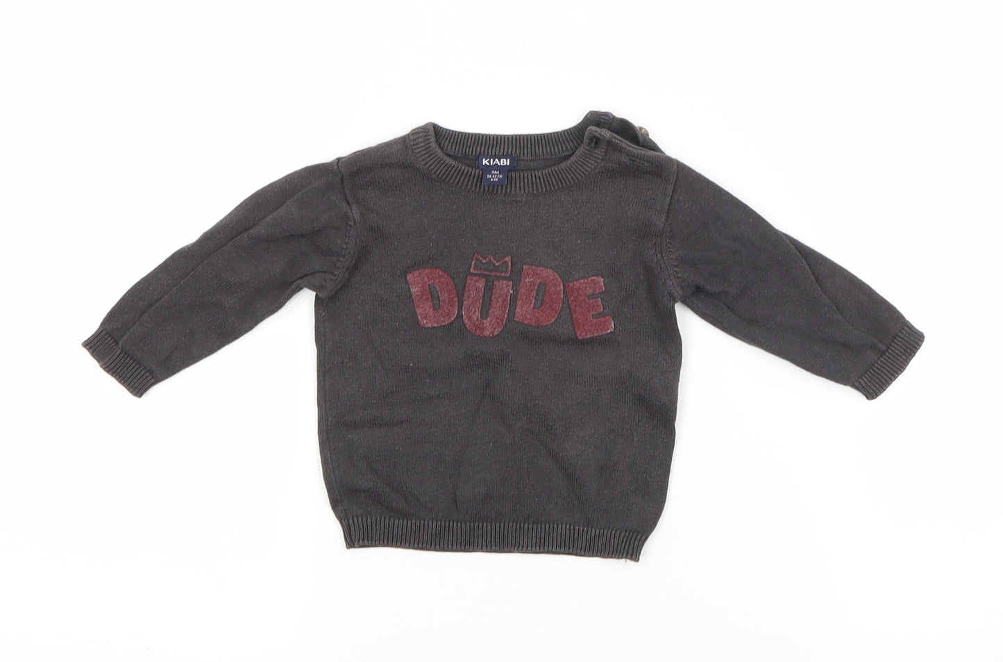 Kiabi Baby Grey  Cotton Pullover Jumper Size 3-6 Months   - DUDE