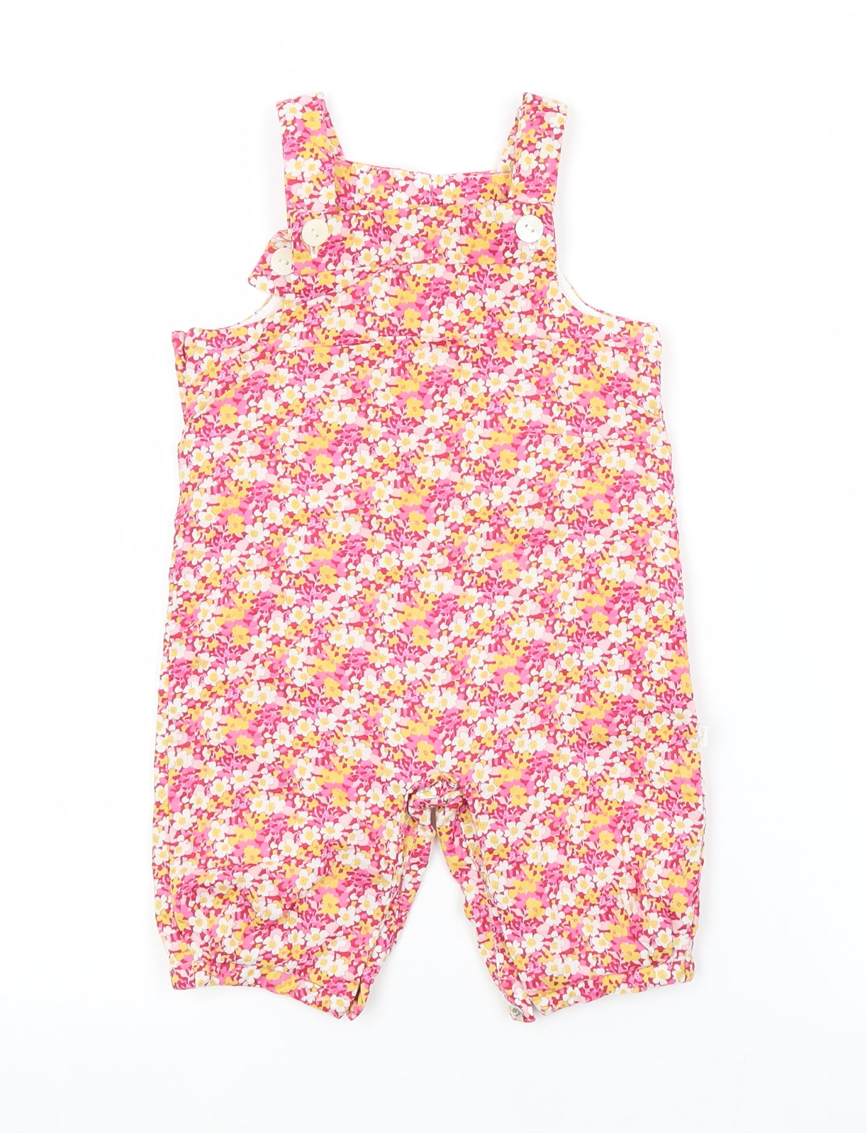 Jacadi Girls Pink Flecked Cotton Dungaree One-Piece Size 6-9 Months