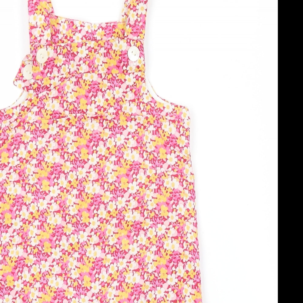 Jacadi Girls Pink Flecked Cotton Dungaree One-Piece Size 6-9 Months