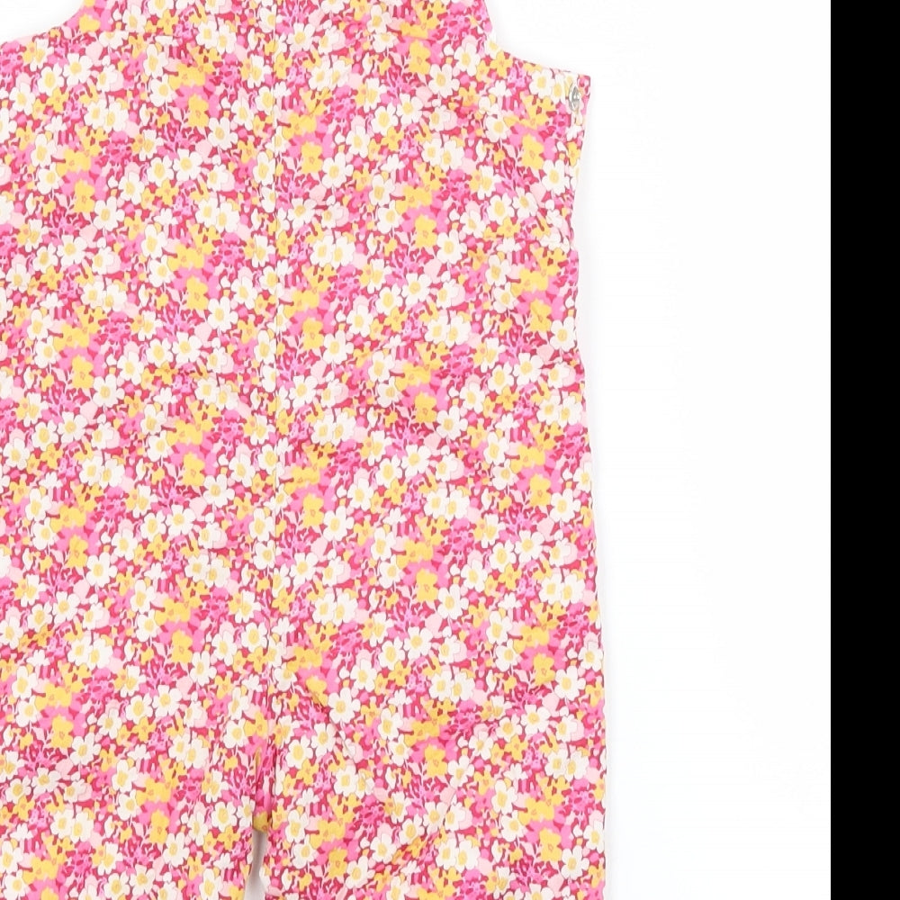 Jacadi Girls Pink Flecked Cotton Dungaree One-Piece Size 6-9 Months
