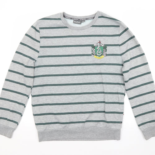 Primark Womens Grey Striped Polyester Pullover Sweatshirt Size 10   - HARRY POTTER