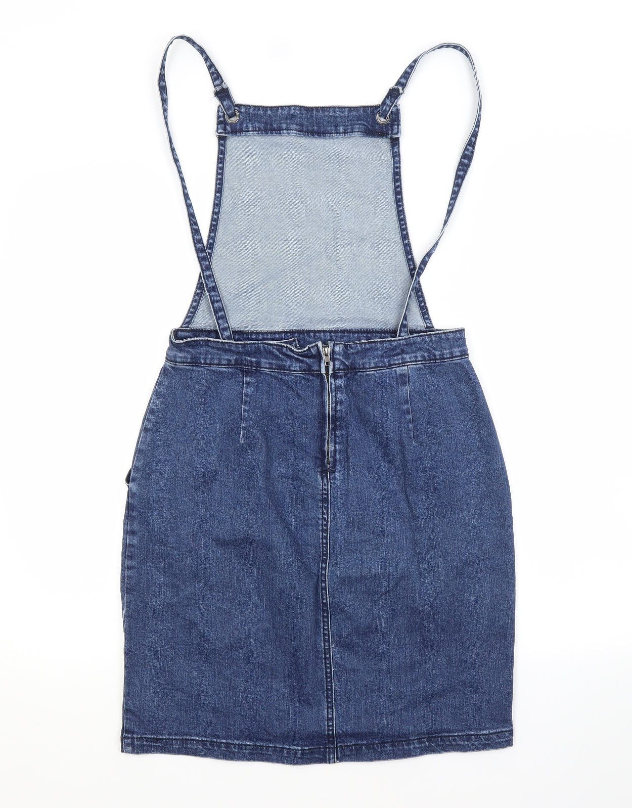 Preworn Womens Blue  Cotton Pinafore/Dungaree Dress  Size 8 Square Neck