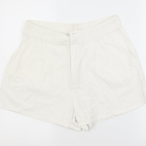 Primark Womens White  Cotton Sailor Shorts Size 12 L4 in Regular