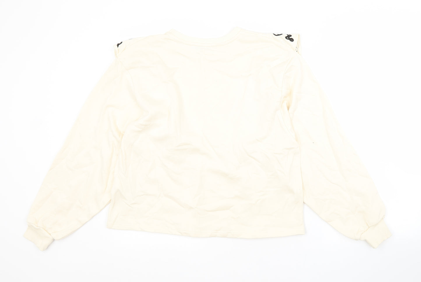 Zara Womens White Crew Neck  Cotton Pullover Jumper Size M