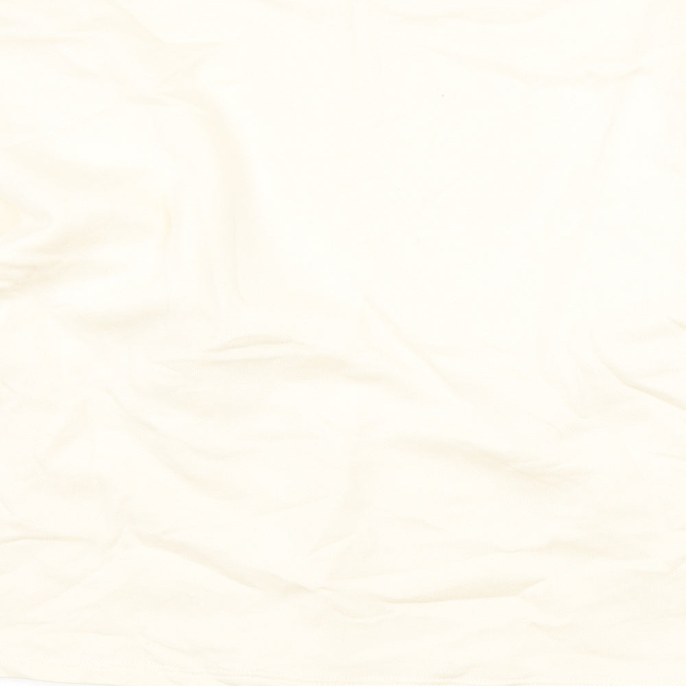 Zara Womens White Crew Neck  Cotton Pullover Jumper Size M