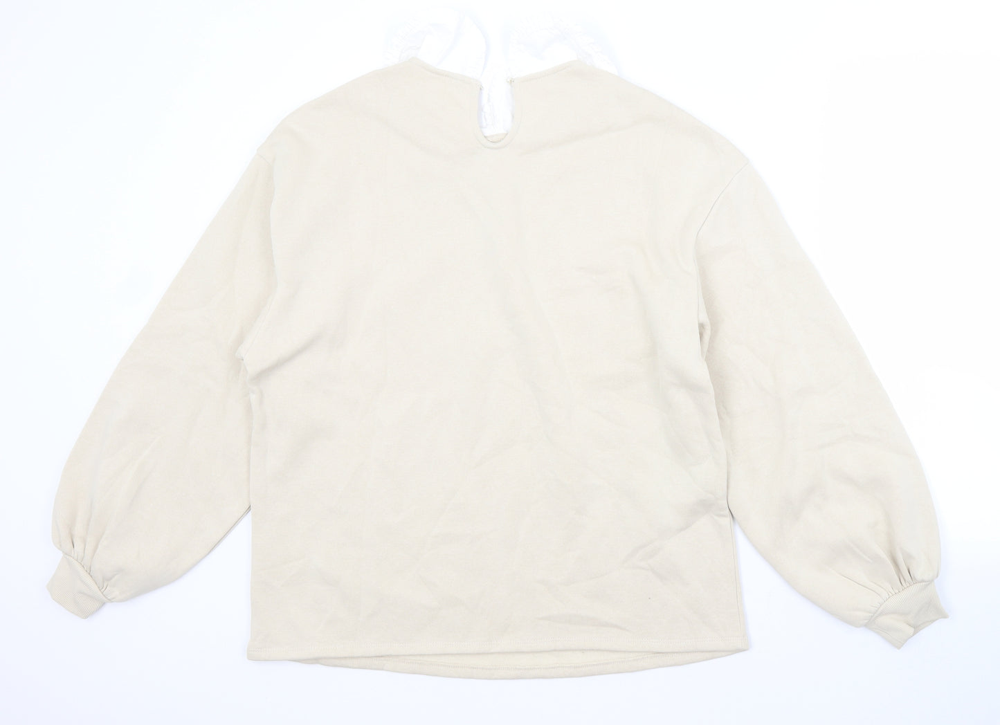 H&M Womens Beige Crew Neck  Cotton Pullover Jumper Size M